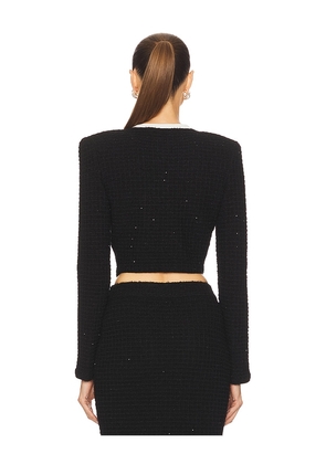 self-portrait Black Floral Textured Knit Jacket in Black. Size M. Also in S, L.