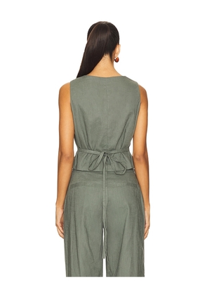 SNDYS x REVOLVE Allegra Linen Vest in Olive. Size M. Also in XXS, XS, S, L, XXL.