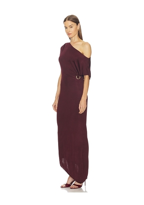 SRG Mehek Asymmetric Knit Dress in Burgundy. Size M. Also in XS, S.