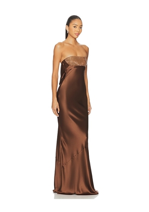 retrofete Graziella Embellished Dress in Brown. Size M. Also in XS, S, L.