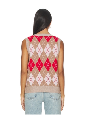 RE/DONE Argyle Vest in Tan,Red. Size M. Also in XS, L.