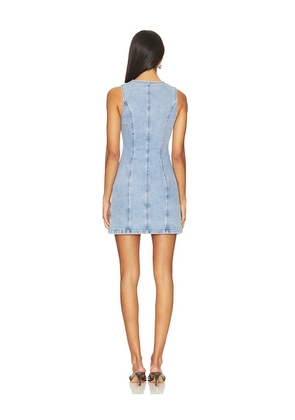 SOVERE Etch Denim Mini Dress in Denim-Light. Size M. Also in S, XS.