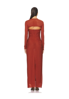 SOVERE Myriad Bolero Dress in Rust. Size M. Also in S, XS, L, XL.