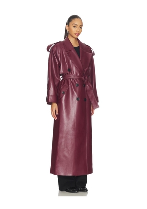 SELMACILEK Leather Trenchcoat in Burgundy. Size M. Also in S, XS, L.