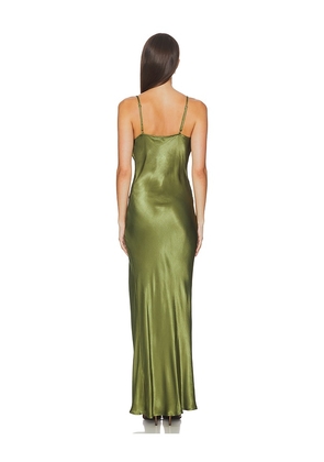 SNDYS Skin Maxi Dress in Olive. Size M. Also in S, XXL.