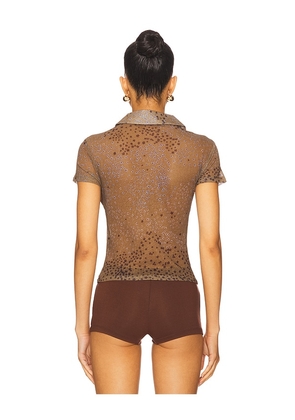 SIEDRES Asne Polo Top in Brown. Size M. Also in L, XL.