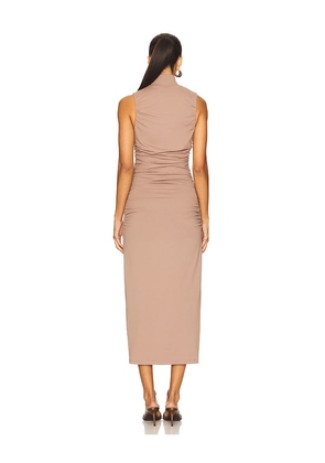 Susana Monaco Gathered Mock Neck Sleeveless Dress in Nude. Size S. Also in XS.