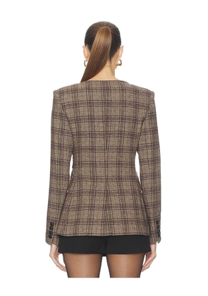 Smythe Portrait Neck Blazer in Brown. Size 12. Also in 2, 4, 6.
