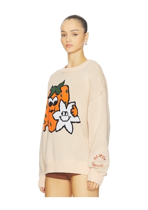 Stay Cool x OLIPOP Strawberry Vanilla Sweater in Orange. Size M. Also in S, L, XL/1X.