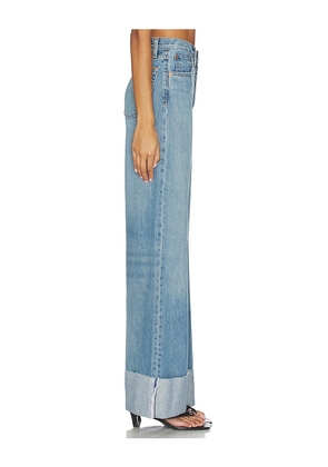 RE/DONE High Rise Wide Leg Cuff Jeans in Blue. Size 25. Also in 24, 26.