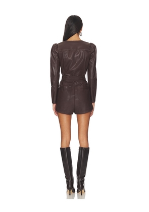 SAYLOR Lora Romper in Chocolate. Size M. Also in S, XS, L.