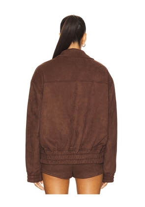 superdown Jessica Faux Suede Bomber in Brown. Size M. Also in S, XS, L.