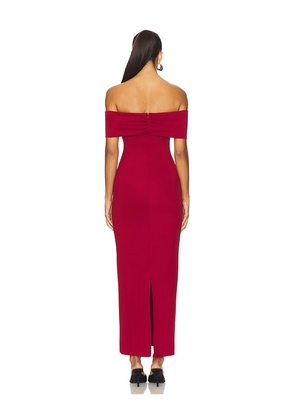superdown Blake Off Shoulder Gown in Burgundy. Size M. Also in XS, XXS, S.