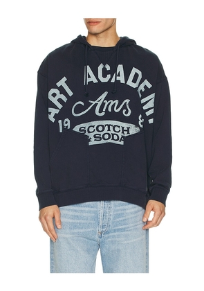 Scotch & Soda Wash Artwork Hoodie in Navy. Size M. Also in S.