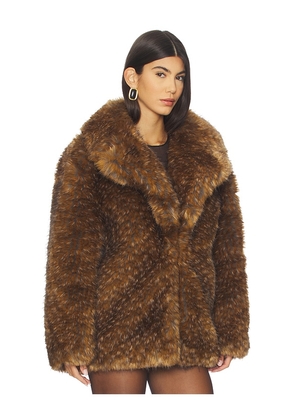 SIMONMILLER Knox Faux Fur Coat in Brown. Size M. Also in S, L.