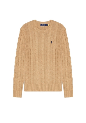 Polo Ralph Lauren Cable Knit Crewneck Sweater in Beige. Size L. Also in M, XL/1X, XXL/2X.