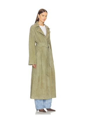 SRG Louise Suede Coat in Sage. Size M. Also in XXS, XS, S, L.