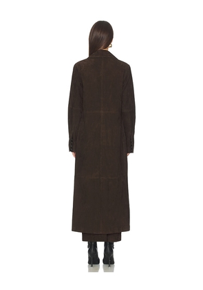 SRG Bruno Suede Coat in Chocolate. Size S. Also in XS, XL.