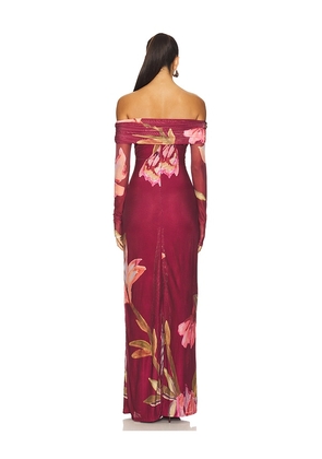 PatBO Delicata Tulle Maxi Dress in Burgundy. Size 4. Also in 0, 2, 6.