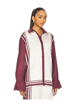 SEVEN WONDERS Zara Sleeved Shirt in Wine. Size M. Also in XS, S, XL.
