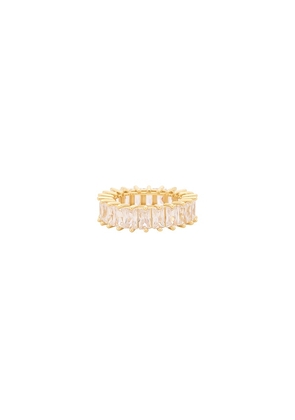 The M Jewelers NY The Emerald Cut Pave Ring in Metallic Gold. Size 6. Also in 5, 7, 8.