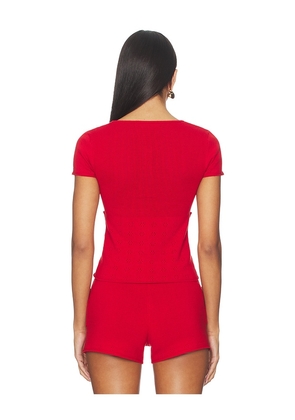 Peachy Den Marie Knit Polo Top in Red. Size M. Also in L, S, XS.