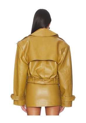 retrofete Malene Leather Jacket in Olive. Size M. Also in S.