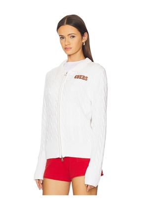 Terez x REVOLVE 49ers Zip Knit Cardigan in White. Size M. Also in S, XS, L, XL.