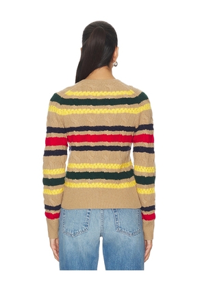 Polo Ralph Lauren Striped Cable Wool Cashmere Cardigan in Beige,Yellow. Size S. Also in XS.