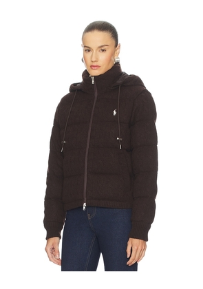 Polo Ralph Lauren Cable Knit Wool Cashmere Quilted Jacket in Chocolate. Size XS. Also in XXS, S, M.