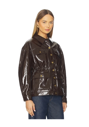 Rag & Bone Amy Faux Patent Leather Jacket in Chocolate. Size S. Also in XXS, XS, M.