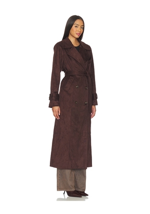 SNDYS Sutton Faux Suede Trench Coat in Chocolate. Size M. Also in L, S, XL, XS, XXS.