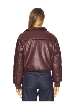 SNDYS Thorne Bomber Jacket in Burgundy. Size M. Also in S, XS.