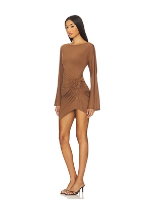 SNDYS Olividae Mini Dress in Brown. Size M. Also in L, S, XS.