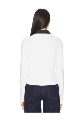 Rag & Bone The Knit Contrast Long Sleeve Polo in White. Size M. Also in XXS, XS, S, XL.