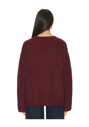 PISTOLA Talia Chunky V-Neck Long Sleeve Sweater in Wine. Size M. Also in XS, S, L.