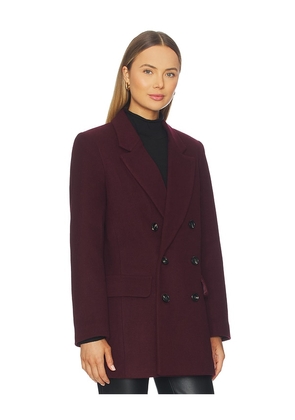 PISTOLA Emory Short Double Breasted Wool Coat in Wine. Size M. Also in XS, S, L.