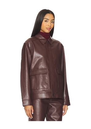 PISTOLA Valerie Faux Leather Bomber Jacket in Brown. Size M. Also in XS, S, L, XL.