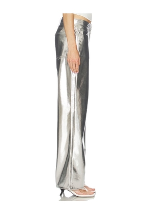Rag & Bone Logan Faux Leather Wide Leg Pant in Metallic Silver. Size 24. Also in 23, 25, 26, 27, 28.