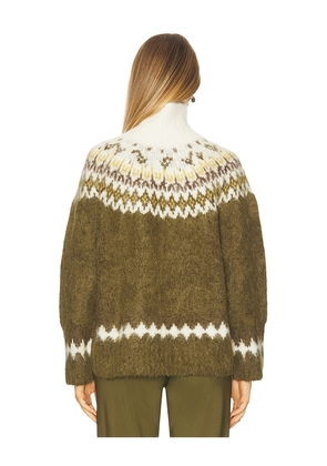 Rag & Bone Beth Oversized Fair Isle Turtleneck in Army. Size S. Also in XS, L.