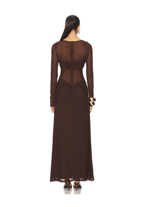 Runaway The Label Romy Ruched Maxi Dress in Chocolate. Size M. Also in L, S.