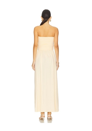 Runaway The Label Malone Ruched Strapless Maxi Dress in Lemon. Size M. Also in S, XS, L.