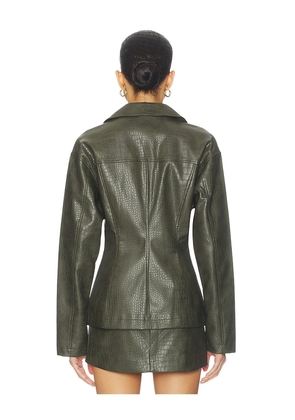 superdown Caroline Faux Leather Jacket in Olive. Size M. Also in S, XS, L.