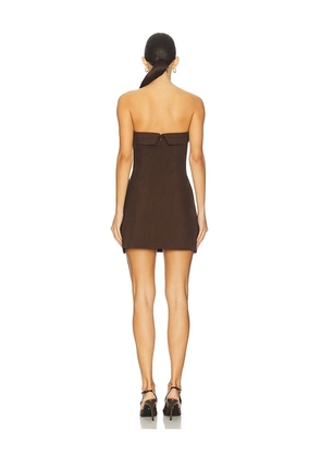 Runaway The Label Zarla Mini Dress in Chocolate. Size M. Also in XS, L, XL.