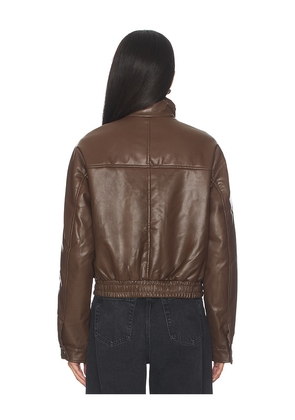 superdown Kona Faux Leather Bomber in Brown. Size M. Also in S, XXS, XS, L, XL.