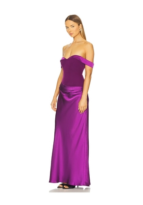 Runaway The Label Ebony Off Shoulder Maxi Dress in Purple. Size M. Also in S, XS.