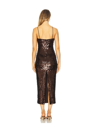 Runaway The Label Anette Sequin Midi Dress in Chocolate. Size M. Also in L, S, XL, XS.