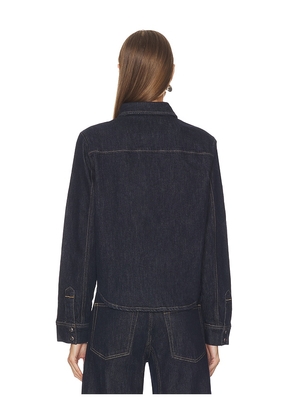 PISTOLA Thea Shrunken Denim Shacket in Blue. Size M. Also in XS, L.