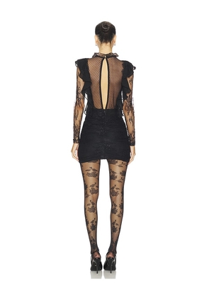 PatBO Laila Lace Long Sleeve Short Dress in Black. Size 2. Also in 4, 8.
