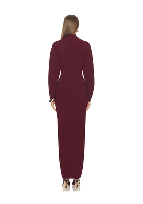 SRG Gloria Mock Neck Maxi Dress in Burgundy. Size S. Also in XXS, XS, M, L, XL.